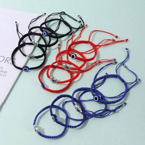 CLEARANCE Lucky Evil Eye Hamsa Bracelet Beads Red Blue String Protection Unisex - Picture 5 of 13
